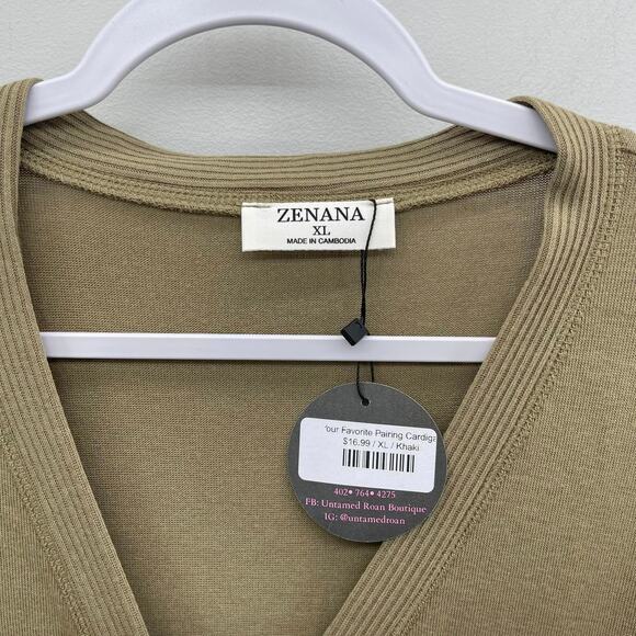 Zenana Your Favorite Pairing Cardigan in Khaki Style‎ HW-2049AB - Picture 4 of 4